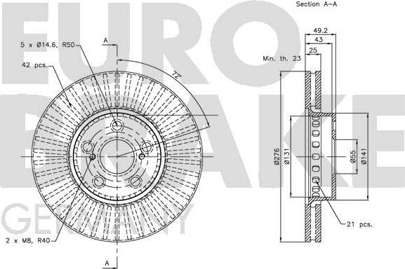 Eurobrake 5815204595 - Kočioni disk www.molydon.hr