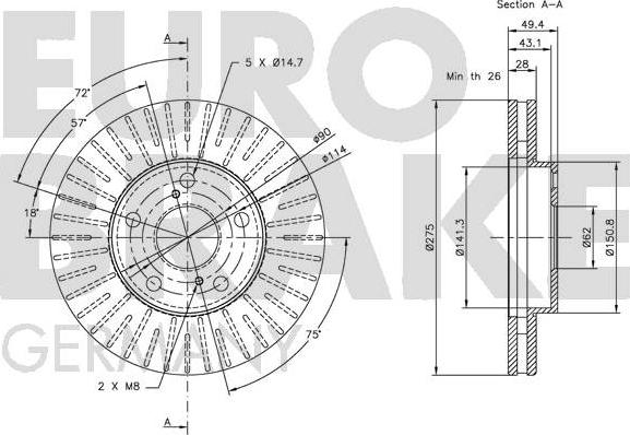 Eurobrake 5815204549 - Kočioni disk www.molydon.hr