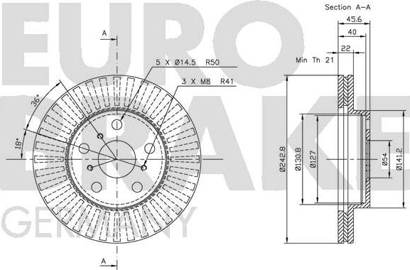 Eurobrake 5815204516 - Kočioni disk www.molydon.hr