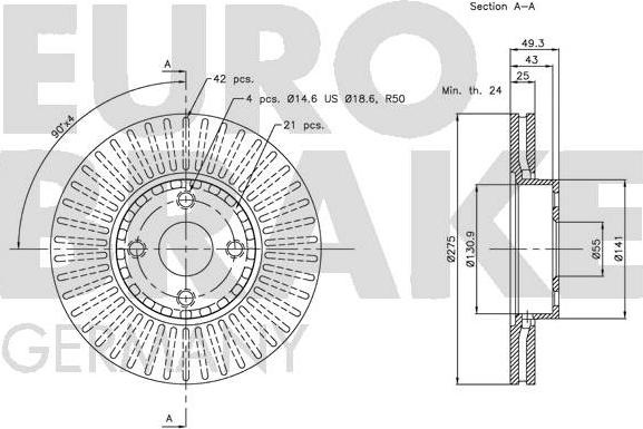 Eurobrake 5815204580 - Kočioni disk www.molydon.hr