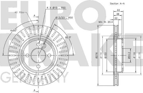 Eurobrake 5815204016 - Kočioni disk www.molydon.hr