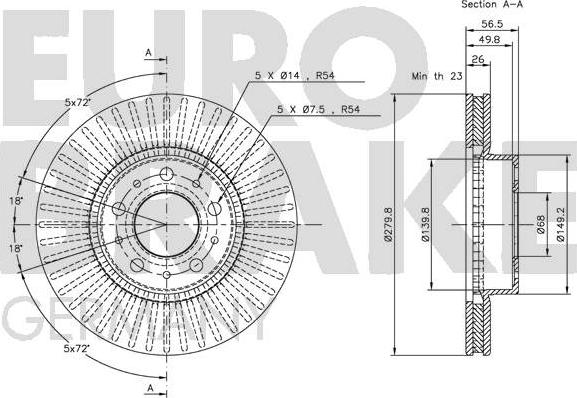 Eurobrake 5815204831 - Kočioni disk www.molydon.hr