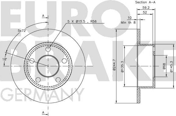 Eurobrake 5815204749 - Kočioni disk www.molydon.hr