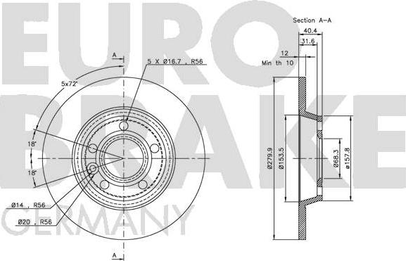 Eurobrake 5815204767 - Kočioni disk www.molydon.hr