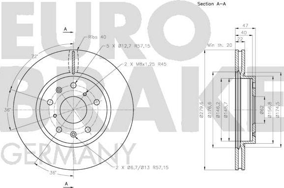 Eurobrake 5815205218 - Kočioni disk www.molydon.hr