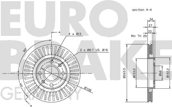 Eurobrake 5815201929 - Kočioni disk www.molydon.hr