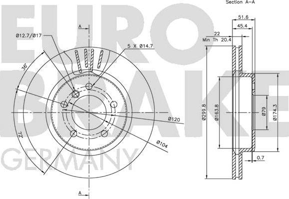 Eurobrake 5815201540 - Kočioni disk www.molydon.hr