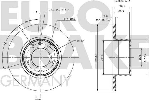 Eurobrake 5815201512 - Kočioni disk www.molydon.hr