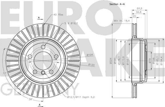 Eurobrake 5815201578 - Kočioni disk www.molydon.hr