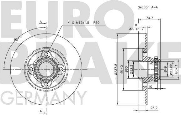 Eurobrake 5815203944 - Kočioni disk www.molydon.hr