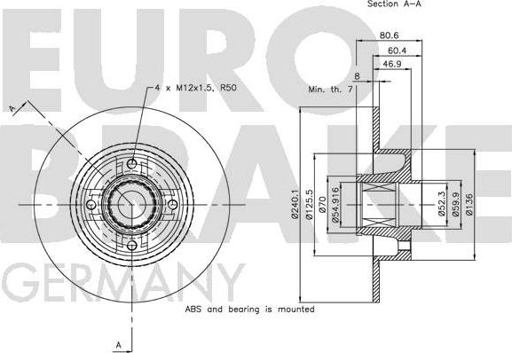 Eurobrake 5815203964 - Kočioni disk www.molydon.hr