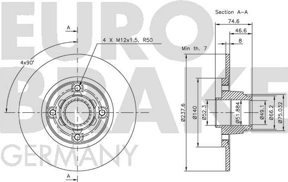 Eurobrake 5815203918 - Kočioni disk www.molydon.hr