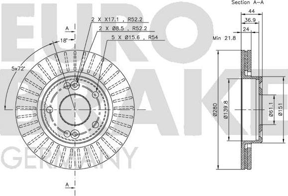 Eurobrake 5815203913 - Kočioni disk www.molydon.hr