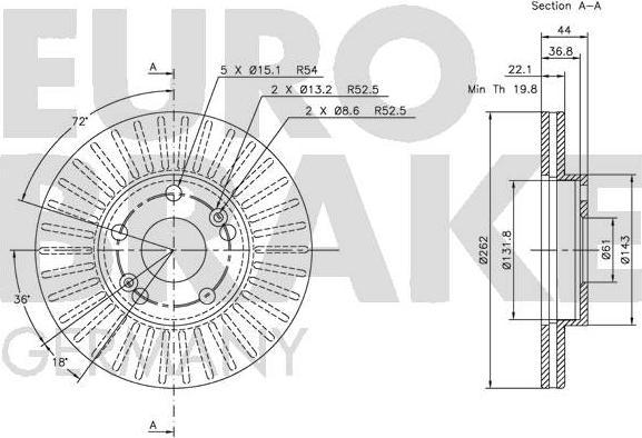 Eurobrake 5815203912 - Kočioni disk www.molydon.hr