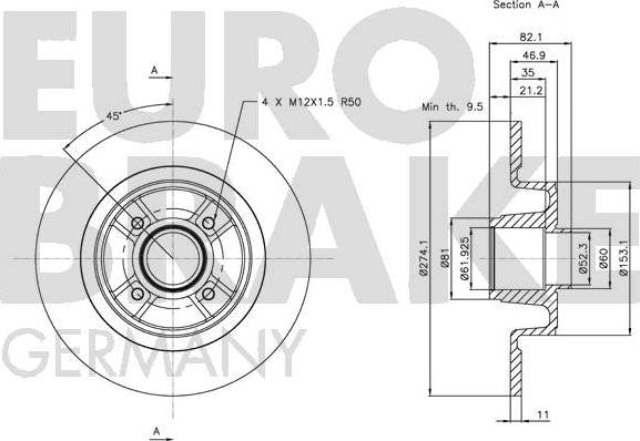 Eurobrake 5815203935 - Kočioni disk www.molydon.hr