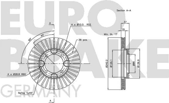 Eurobrake 5815203408 - Kočioni disk www.molydon.hr