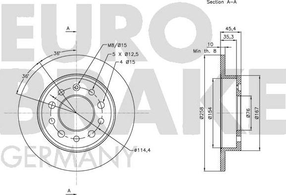 Eurobrake 5815203426 - Kočioni disk www.molydon.hr