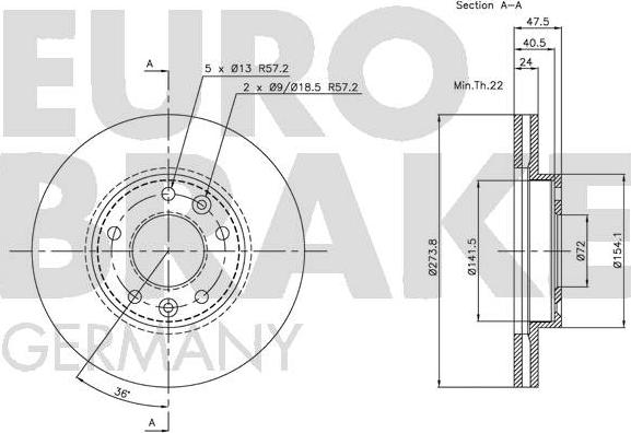 Eurobrake 5815203506 - Kočioni disk www.molydon.hr