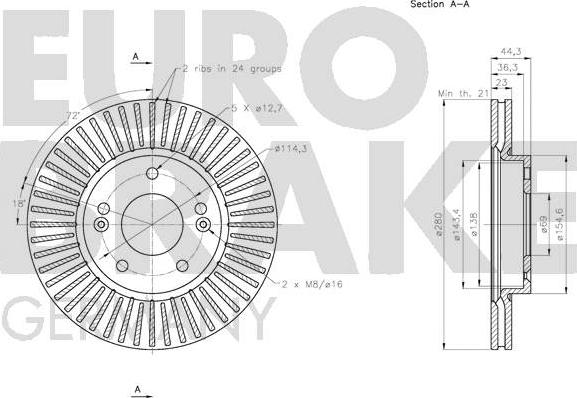 Eurobrake 5815203538 - Kočioni disk www.molydon.hr