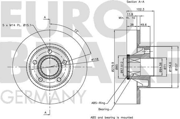 Eurobrake 5815203658 - Kočioni disk www.molydon.hr