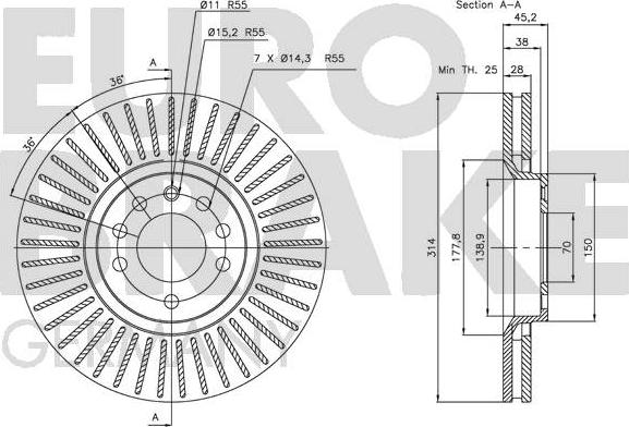 Eurobrake 5815203653 - Kočioni disk www.molydon.hr