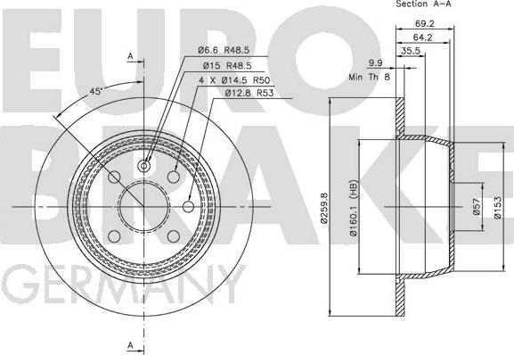 Eurobrake 5815203618 - Kočioni disk www.molydon.hr