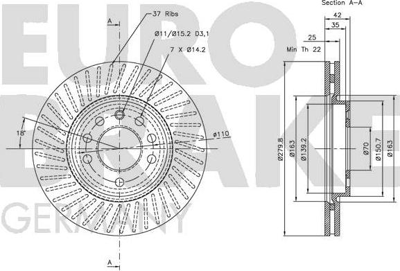 Eurobrake 5815203630 - Kočioni disk www.molydon.hr