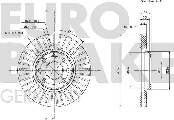 Eurobrake 5815203637 - Kočioni disk www.molydon.hr