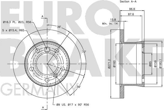 Eurobrake 5815203396 - Kočioni disk www.molydon.hr