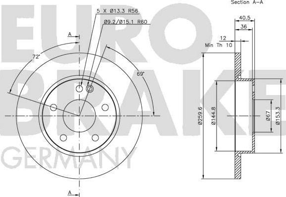 Eurobrake 5815203345 - Kočioni disk www.molydon.hr