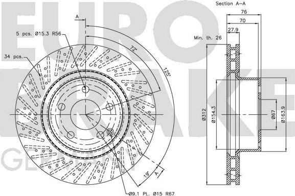 Eurobrake 5815203353 - Kočioni disk www.molydon.hr