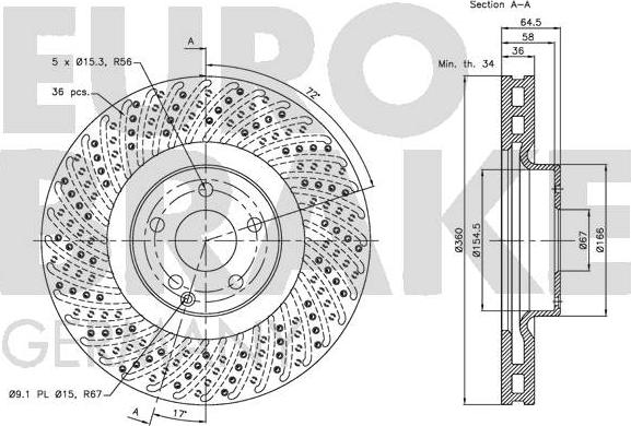 Eurobrake 5815203366 - Kočioni disk www.molydon.hr