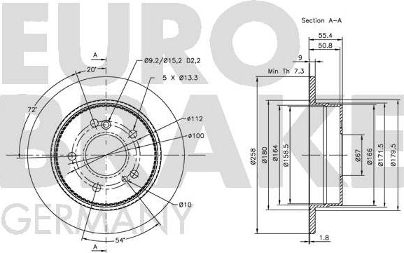 Eurobrake 5815203318 - Kočioni disk www.molydon.hr