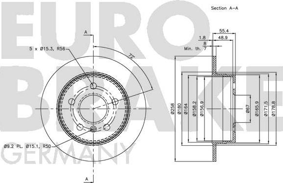 Eurobrake 5815203374 - Kočioni disk www.molydon.hr