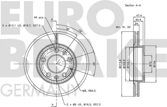 Eurobrake 5815203241 - Kočioni disk www.molydon.hr