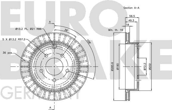 Eurobrake 5815203242 - Kočioni disk www.molydon.hr