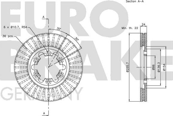 Eurobrake 5815203255 - Kočioni disk www.molydon.hr