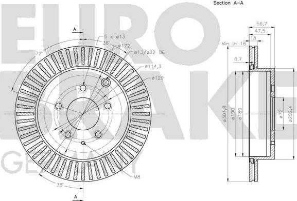 Eurobrake 5815203276 - Kočioni disk www.molydon.hr