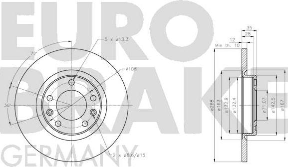 Eurobrake 5815203749 - Kočioni disk www.molydon.hr