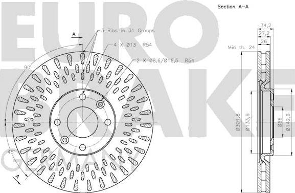 Eurobrake 5815203737 - Kočioni disk www.molydon.hr