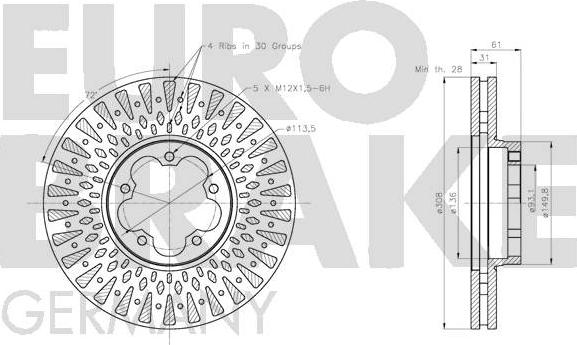 Eurobrake 5815202594 - Kočioni disk www.molydon.hr