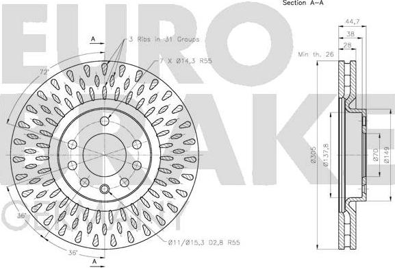 Eurobrake 5815202353 - Kočioni disk www.molydon.hr