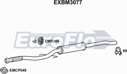 EuroFlo EXBM3077 - Srednji Ispušni lonac www.molydon.hr