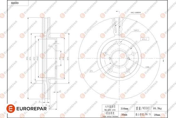 EUROREPAR 1684304180 - Kočioni disk www.molydon.hr