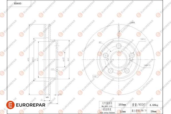 EUROREPAR 1684312780 - Kočioni disk www.molydon.hr