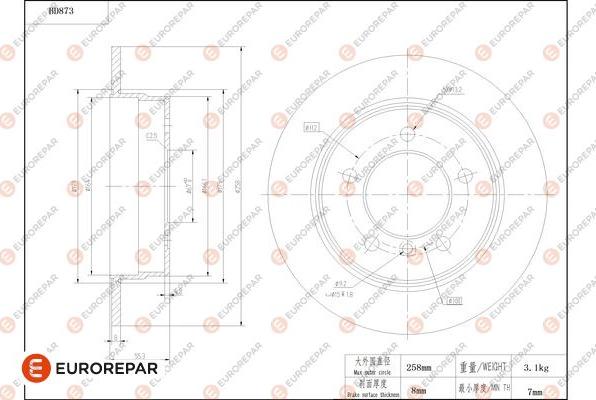 EUROREPAR 1684331580 - Kočioni disk www.molydon.hr