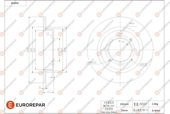 EUROREPAR 1684333280 - Kočioni disk www.molydon.hr