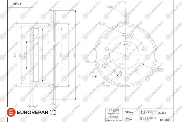 EUROREPAR 1684321680 - Kočioni disk www.molydon.hr