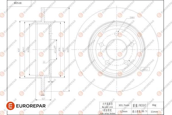 EUROREPAR 1684296080 - Kočioni disk www.molydon.hr