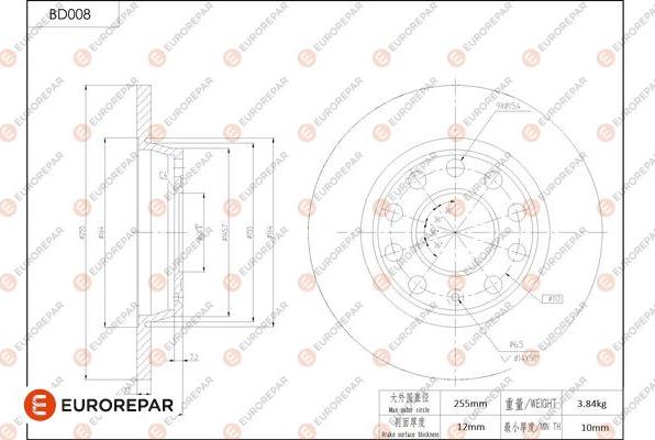 EUROREPAR 1684245080 - Kočioni disk www.molydon.hr